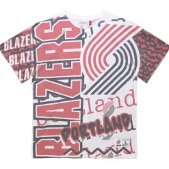 Apparel Mitchell & Ness T-Shirts & Tops-Jumbotron 2.0 Sublimated Ss Tee Portland Trail Blazers