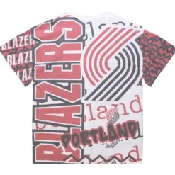 Apparel Mitchell & Ness T-Shirts & Tops-Jumbotron 2.0 Sublimated Ss Tee Portland Trail Blazers