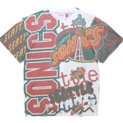 Apparel Mitchell & Ness T-Shirts & Tops-Jumbotron 2.0 Sublimated Ss Tee Seattle Supersonics