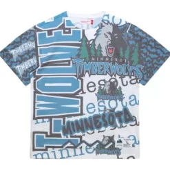 Apparel Mitchell & Ness T-Shirts & Tops-Jumbotron 2.0 Sublimated Ss Tee Minnesota Timberwolves