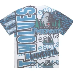 Apparel Mitchell & Ness T-Shirts & Tops-Jumbotron 2.0 Sublimated Ss Tee Minnesota Timberwolves