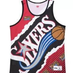 Apparel Mitchell & Ness T-Shirts & Tops-Jumbotron 2.0 Sublimated Tank Philadelphia 76Ers