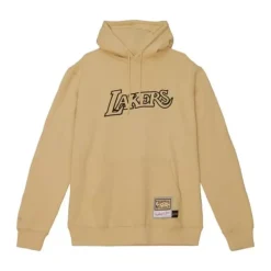 Apparel Mitchell & Ness Hoodies & Sweatshirts-Khaki Black Hoodie Los Angeles Lakers
