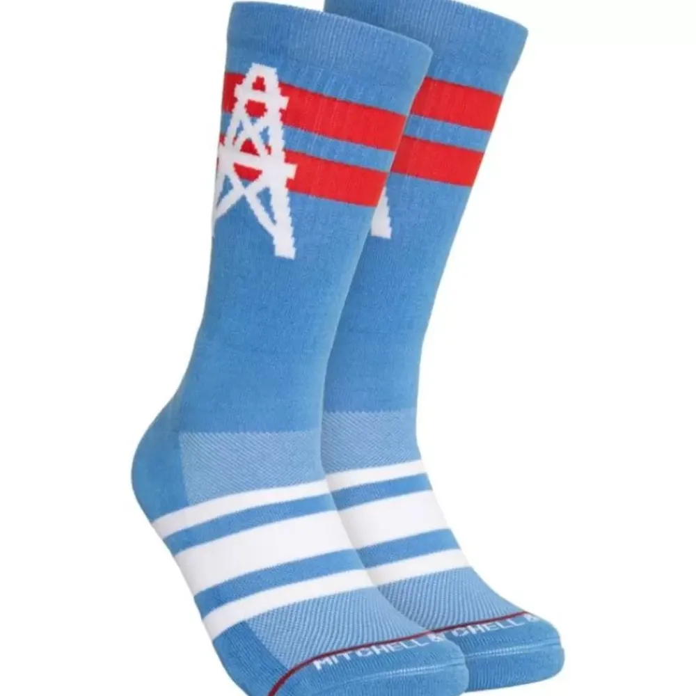 Apparel Mitchell & Ness Accessories-Lateral Crew Socks Houston Oilers