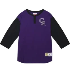 Apparel Mitchell & Ness T-Shirts & Tops-Legendary Slub Henley Colorado Rockies