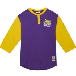 Apparel Mitchell & Ness T-Shirts & Tops-Legendary Slub Henley Louisiana State University