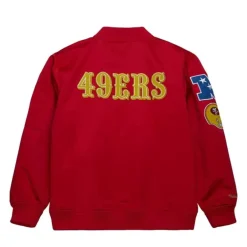 Apparel Mitchell & Ness Jackets & Outerwear-Lightweight Satin Bomber Vintage Logo San Francisco 49Ers