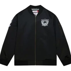 Apparel Mitchell & Ness Jackets & Outerwear-Lightweight Satin Bomber Vintage Logo Oakland Raiders