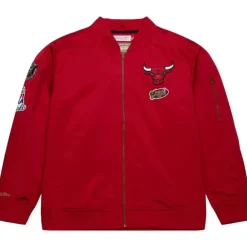 Apparel Mitchell & Ness Jackets & Outerwear-Lightweight Satin Bomber Vintage Logo Chicago Bulls