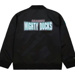 Apparel Mitchell & Ness Jackets & Outerwear-Lightweight Satin Bomber Vintage Logo Anaheim Ducks