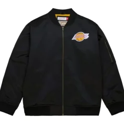 Apparel Mitchell & Ness Jackets & Outerwear-Lightweight Satin Bomber Vintage Logo Los Angeles Lakers
