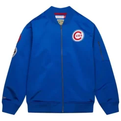 Apparel Mitchell & Ness Jackets & Outerwear-Lightweight Satin Bomber Vintage Logo Chicago Cubs
