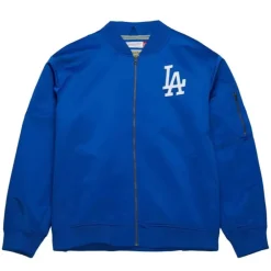 Apparel Mitchell & Ness Jackets & Outerwear-Lightweight Satin Bomber Vintage Logo Los Angeles Dodgers