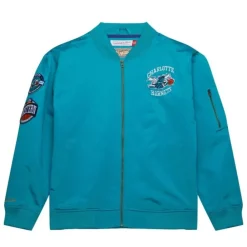 Apparel Mitchell & Ness Jackets & Outerwear-Lightweight Satin Bomber Vintage Logo Charlotte Hornets