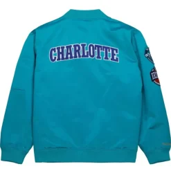 Apparel Mitchell & Ness Jackets & Outerwear-Lightweight Satin Bomber Vintage Logo Charlotte Hornets