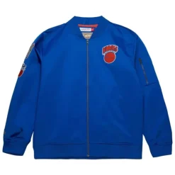 Apparel Mitchell & Ness Jackets & Outerwear-Lightweight Satin Bomber Vintage Logo New York Knicks