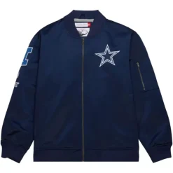 Apparel Mitchell & Ness Jackets & Outerwear-Lightweight Satin Bomber Vintage Logo Dallas Cowboys