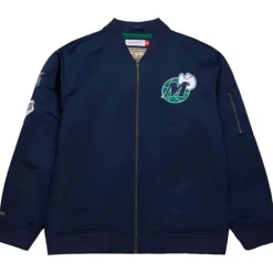 Apparel Mitchell & Ness Jackets & Outerwear-Lightweight Satin Bomber Vintage Logo Dallas Mavericks