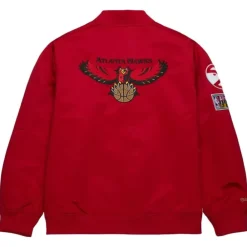 Apparel Mitchell & Ness Jackets & Outerwear-Lightweight Satin Bomber Vintage Logo Atlanta Hawks