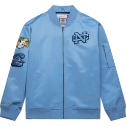 Apparel Mitchell & Ness Jackets & Outerwear-Lightweight Satin Bomber Vintage Logo University Of North Carolina