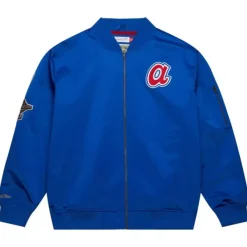 Apparel Mitchell & Ness Jackets & Outerwear-Lightweight Satin Bomber Vintage Logo Atlanta Braves