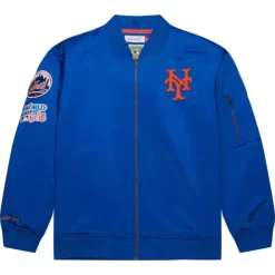 Apparel Mitchell & Ness Jackets & Outerwear-Lightweight Satin Bomber Vintage Logo New York Mets