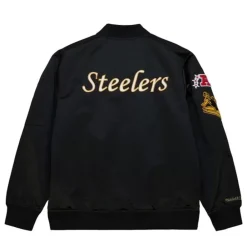 Apparel Mitchell & Ness Jackets & Outerwear-Lightweight Satin Bomber Vintage Logo Pittsburgh Steelers
