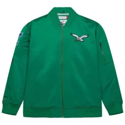 Apparel Mitchell & Ness Jackets & Outerwear-Lightweight Satin Bomber Vintage Logo Philadelphia Eagles