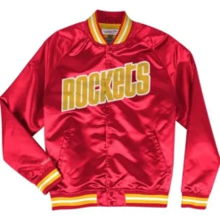 Apparel Mitchell & Ness Jackets & Outerwear-Lightweight Satin Jacket Houston Rockets