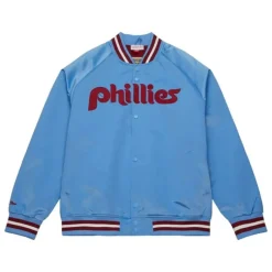 Apparel Mitchell & Ness Jackets & Outerwear-Lightweight Satin Jacket Philadelphia Phillies