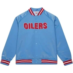 Apparel Mitchell & Ness Jackets & Outerwear-Lightweight Satin Jacket Houston Oilers
