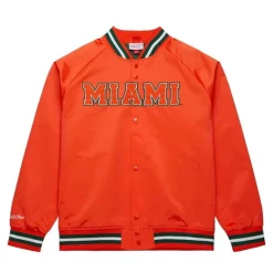 Apparel Mitchell & Ness Jackets & Outerwear-Lightweight Satin Jacket University Of Miami