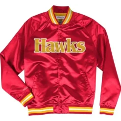 Apparel Mitchell & Ness Jackets & Outerwear-Lightweight Satin Jacket Atlanta Hawks