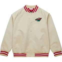 Apparel Mitchell & Ness Jackets & Outerwear-Lightweight Satin Jacket Current Logo Minnesota Wild