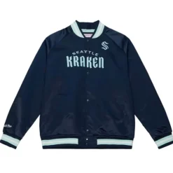 Apparel Mitchell & Ness Jackets & Outerwear-Lightweight Satin Jacket Seattle Kraken