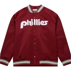 Apparel Mitchell & Ness Jackets & Outerwear-Lightweight Satin Jacket Philadelphia Phillies