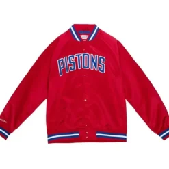 Apparel Mitchell & Ness Jackets & Outerwear-Lightweight Satin Jacket Detroit Pistons