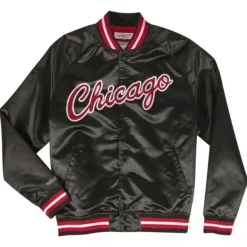Apparel Mitchell & Ness Jackets & Outerwear-Lightweight Satin Jacket Chicago Bulls