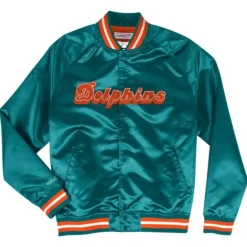 Apparel Mitchell & Ness Jackets & Outerwear-Lightweight Satin Jacket Miami Dolphins
