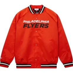 Apparel Mitchell & Ness Jackets & Outerwear-Lightweight Satin Jacket Current Logo Philadelphia Flyers