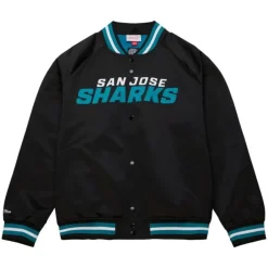 Apparel Mitchell & Ness Jackets & Outerwear-Lightweight Satin Jacket Current Logo San Jose Sharks