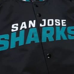 Apparel Mitchell & Ness Jackets & Outerwear-Lightweight Satin Jacket Current Logo San Jose Sharks