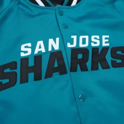 Apparel Mitchell & Ness Jackets & Outerwear-Lightweight Satin Jacket Current Logo San Jose Sharks