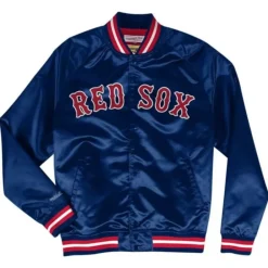 Apparel Mitchell & Ness Jackets & Outerwear-Lightweight Satin Jacket Boston Red Sox