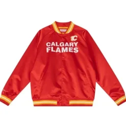 Apparel Mitchell & Ness Jackets & Outerwear-Lightweight Satin Jacket Calgary Flames