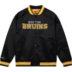 Apparel Mitchell & Ness Jackets & Outerwear-Lightweight Satin Jacket Current Logo Boston Bruins