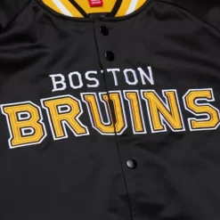 Apparel Mitchell & Ness Jackets & Outerwear-Lightweight Satin Jacket Current Logo Boston Bruins