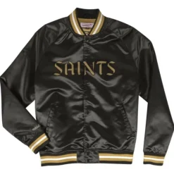 Apparel Mitchell & Ness Jackets & Outerwear-Lightweight Satin Jacket New Orleans Saints