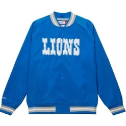 Apparel Mitchell & Ness Jackets & Outerwear-Lightweight Satin Jacket Detroit Lions