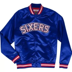 Apparel Mitchell & Ness Jackets & Outerwear-Lightweight Satin Jacket Philadelphia 76Ers